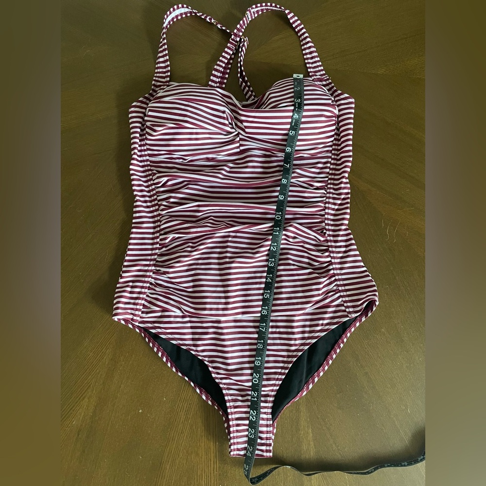Retro Striped One Piece Swim Suit - Picture 4 of 7